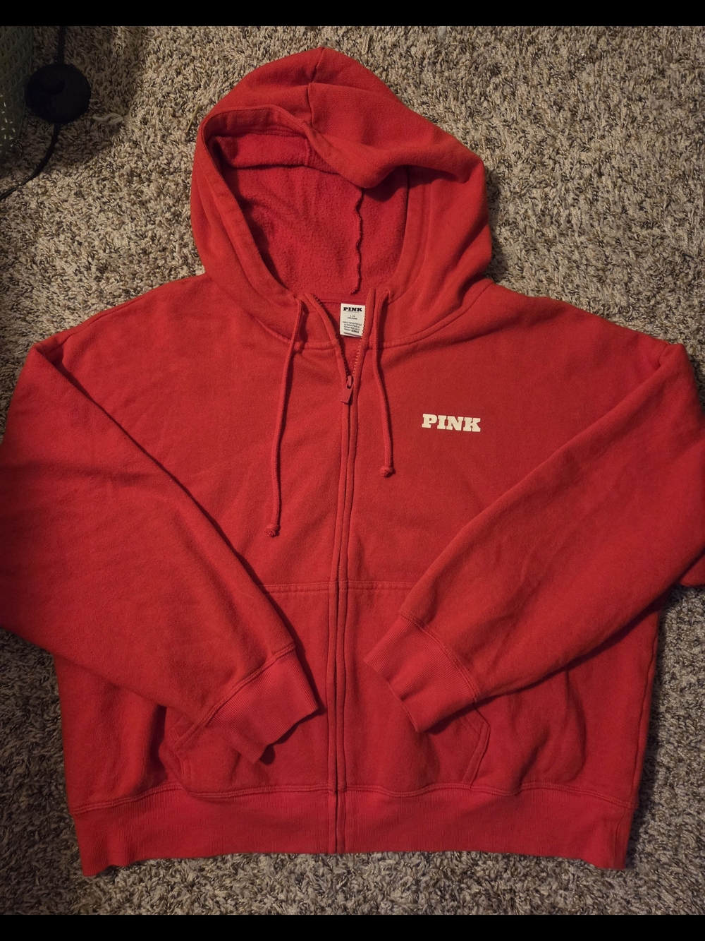 PINK Victoria's Secret Bright Red Set- Hoodie And Sweatpants Size Large Short